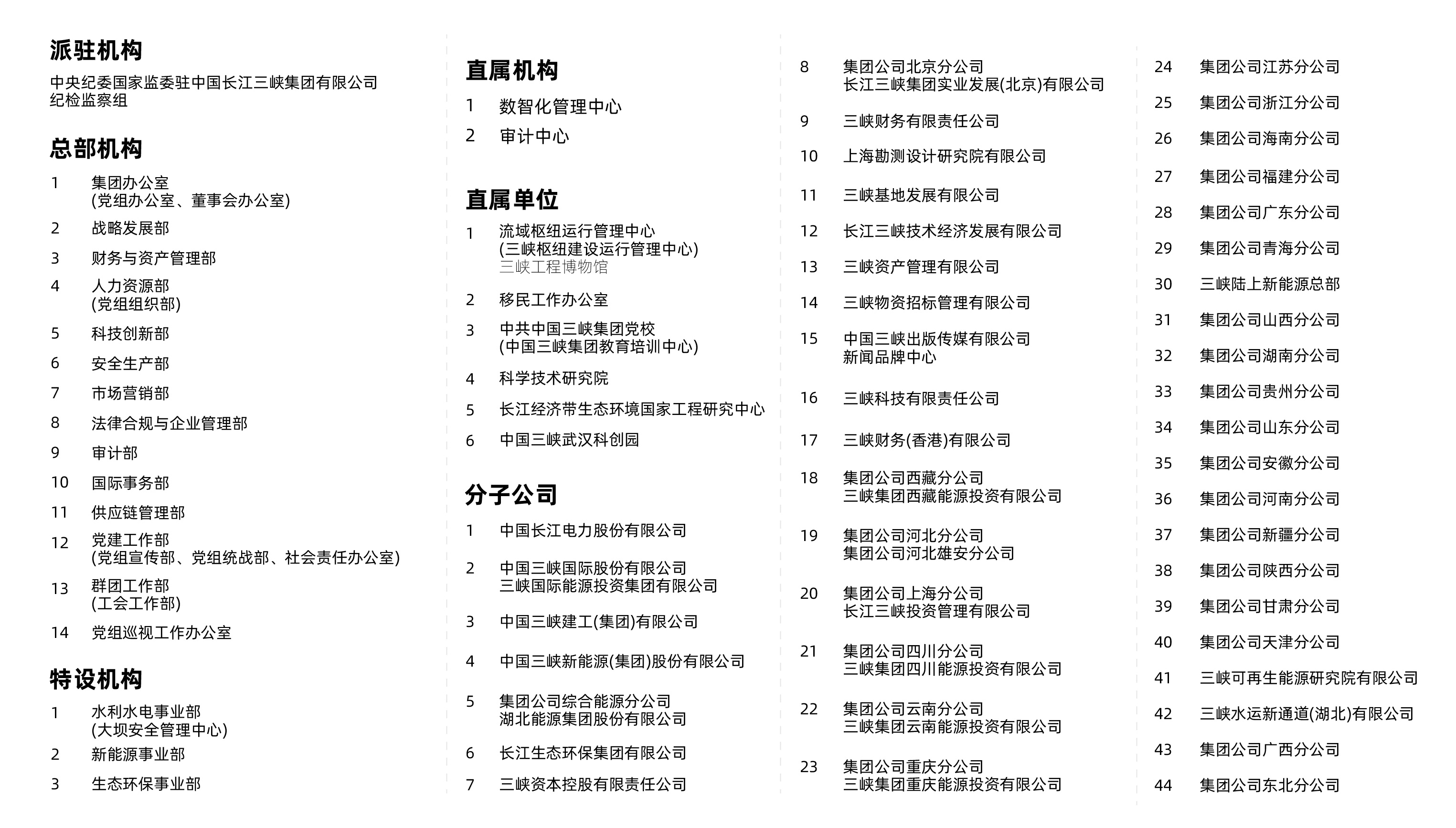 三峽集團(tuán)組織機(jī)構(gòu)